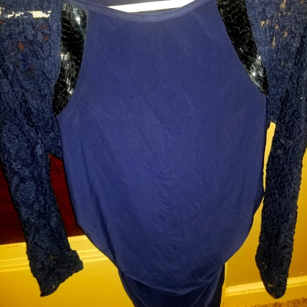 blue embellished sleeve top size xl venus brand
